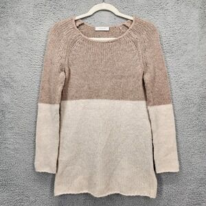 Christopher Fischer XS Wool‎ Alpaca Colorblock Knit Tunic Sweater Tan Cream